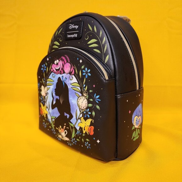 Loungefly Disney Alice In Wonderland Cameo Mini Backpack Glow In Dark Black NEW - Picture 9 of 12